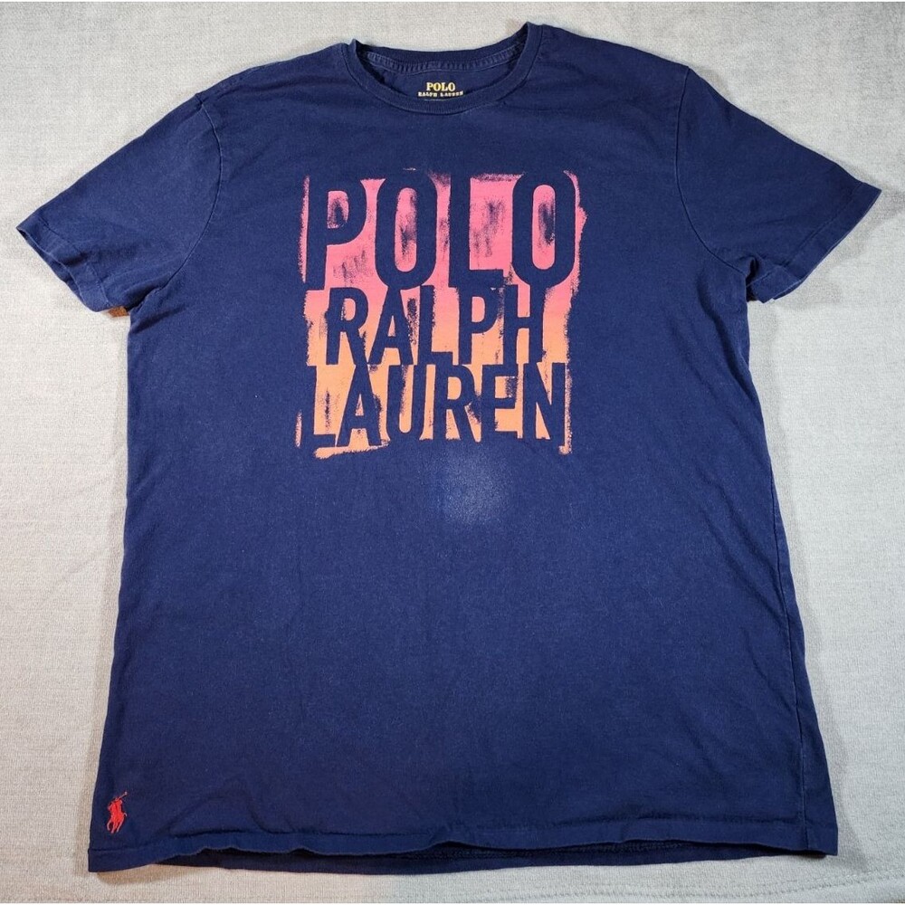 Polo Ralph Lauren Men's L Navy Classic Fit Graphic Logo Crewneck T Shirt